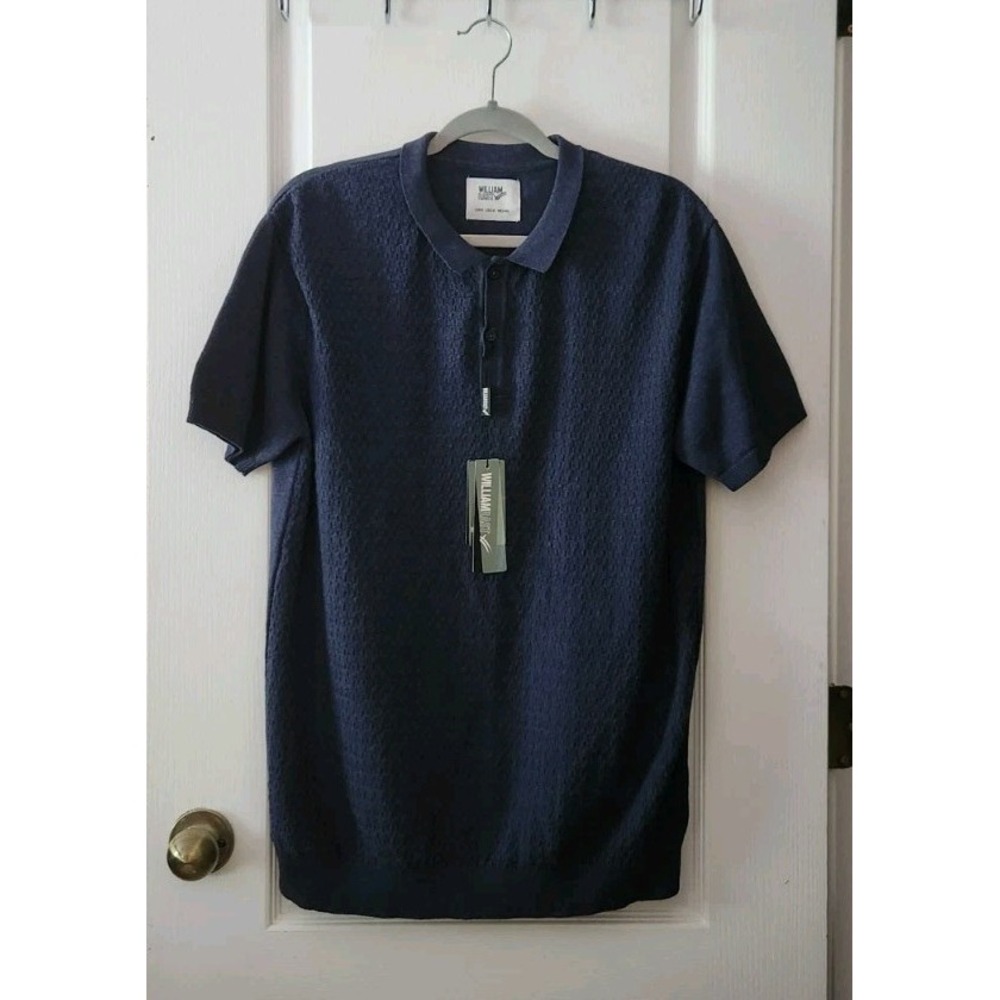 William Rast Collared Blue Knit Shirt Polo Short Sleeve Pullover Men's Size M